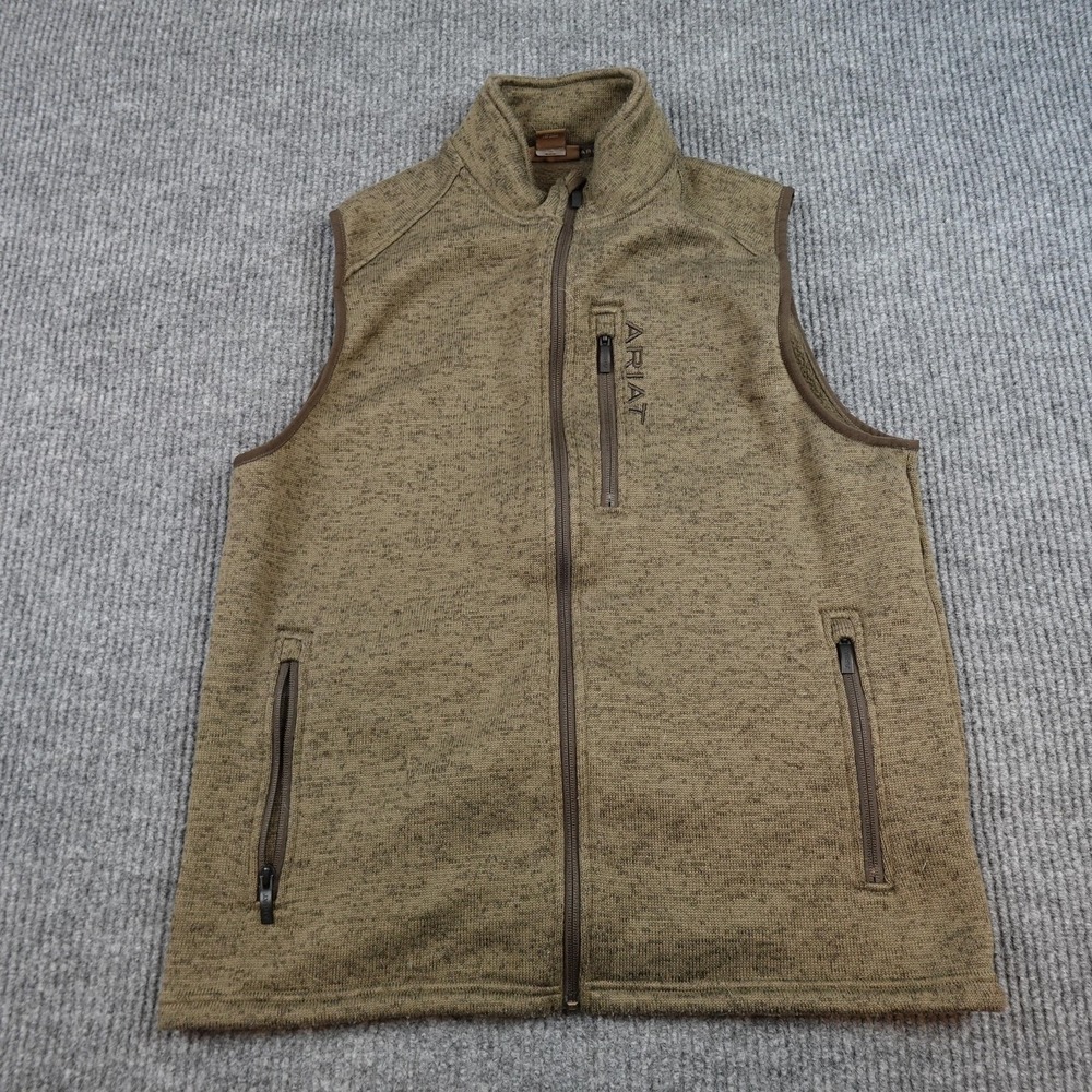 Ariat Vest Mens Medium Brown Fleece Full Zip Western Workwear Lined Pockets